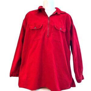 VTG Marlboro Unlimited Mens Large Red Corduroy 1/4 Zip Pullover Shirt Shacket